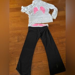Victoria’s Secret size large yoga flare pants and matching zip up hoodie